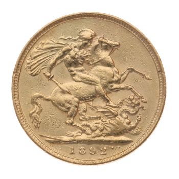 1892 Victoria Jubilee Head UK Full Sovereign Coin