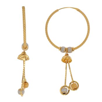 22ct Yellow Gold Orbit Dropper Hoop Earrings