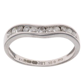 9ct White Gold 0.25ct Brilliant Cut Diamond Wishbone Ring