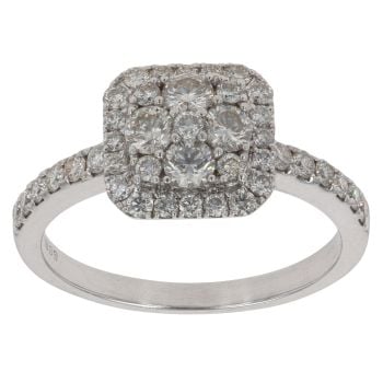 18ct White Gold 1.00ct Brilliant Cut Diamond Cluster Ring