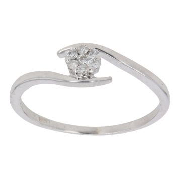 9ct White Gold 0.10ct Brilliant Cut Diamond Twist Cluster Ring