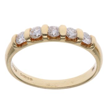 18ct Yellow Gold 0.51ct Brilliant Cut Diamond Five Stone Ring
