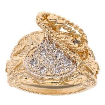 9ct Yellow Gold Cubic Zirconia Saddle Ring