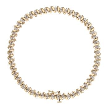 9ct Yellow Gold 1.00ct Brilliant Cut Diamond Bracelet 7"