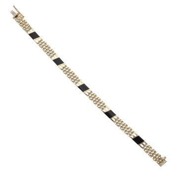 9ct Yellow Gold Onyx Fancy Bracelet 8"