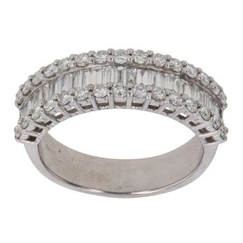 18ct White Gold 1.50ct Brilliant And Baguette Cut Diamond Fancy Ring