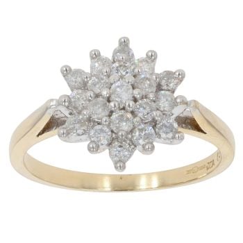 18ct Yellow Gold 0.50ct Diamond Cluster Ring