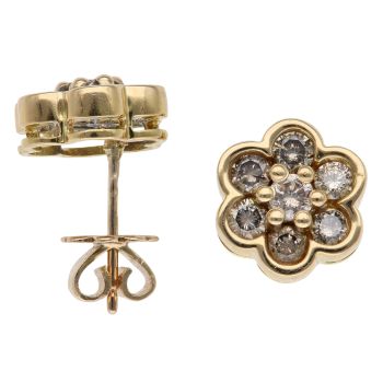9ct Yellow Gold 1.50ct Brilliant Cut Diamond Flower Stud Earrings