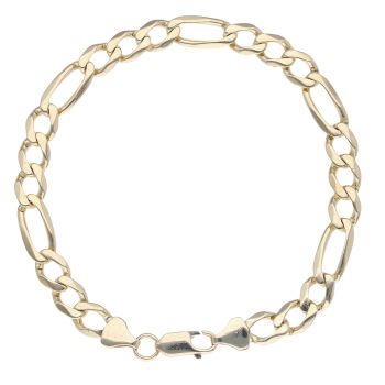 9ct Yellow Gold Figaro Bracelet 9"
