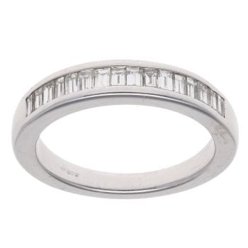 14ct White Gold 0.50ct Baguette Cut Diamond Half Eternity Ring