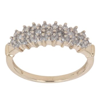 9ct Yellow Gold 0.25ct Brilliant Cut Diamond Three Row Ring