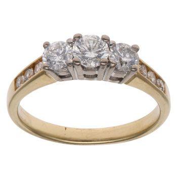 18ct Yellow Gold 1.00ct Brilliant Cut Diamond Trilogy Ring