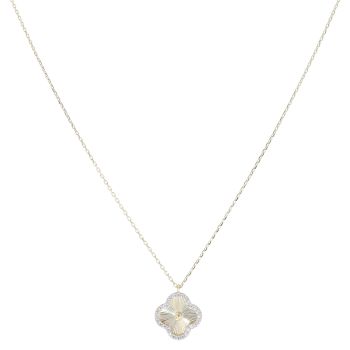14ct Yellow Gold Cubic Zirconia Clover Pendant and Chain 20"