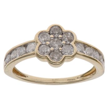 9ct Yellow Gold 1.00ct Brilliant Cut Diamond Cluster Ring