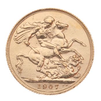 1907 Edward VII Large Head UK Full Sovereign Coin
