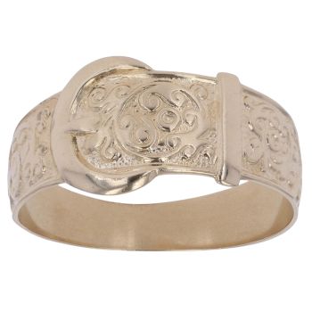 9ct Yellow Gold Patterned Buckle Ring
