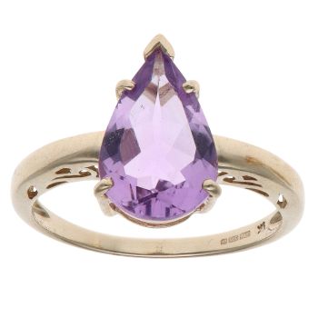 9ct Yellow Gold Amethyst Single Stone Ring