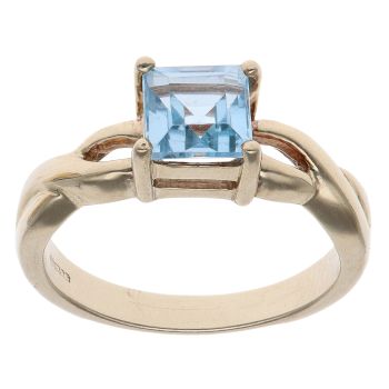 9ct Yellow Gold Aquamarine Single Stone Ring