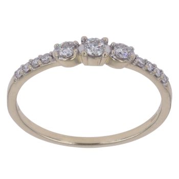 9ct Yellow Gold 0.25ct Brilliant Cut Diamond Trilogy Ring