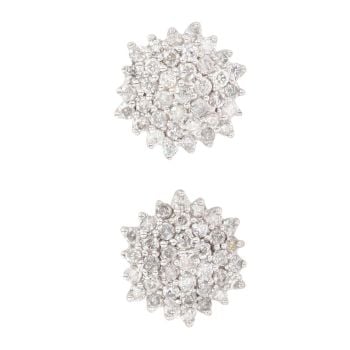 9ct White Gold 1.85ct Diamond Cluster Earrings
