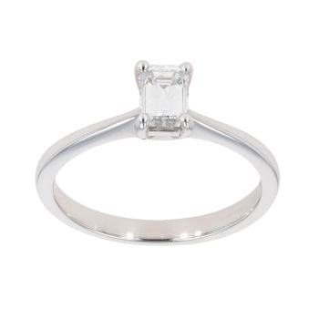 18ct White Gold 0.50ct Emerald Cut Diamond Solitaire Ring