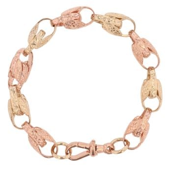 9ct Yellow And Rose Gold Patterned Tulip Bracelet 9"