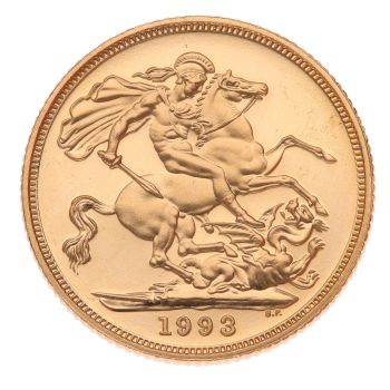 1993 Elizabeth II Third Portrait UK Full Sovereign Coin