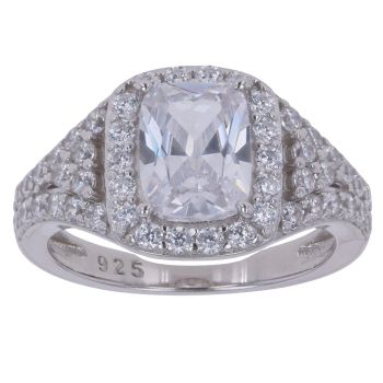 Silver Cubic Zirconia Cluster Ring By Icesia