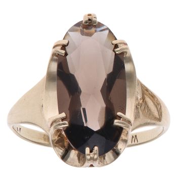 9ct Yellow Gold Smoky Quartz Single Stone Ring