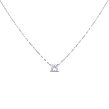 9ct White Gold 1.00ct Princess Cut Lab Grown Diamond Pendant and Chain 18"
