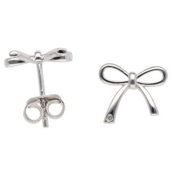 Silver Bow Cubic Zirconia Earrings