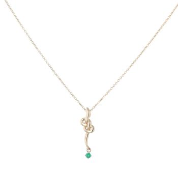 9ct Yellow Gold Emerald Knot Pendant and Chain 16"