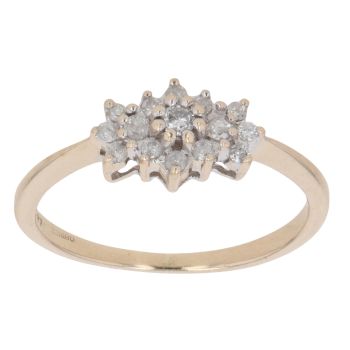 9ct Yellow Gold 0.25ct Brilliant Cut Diamond Cluster Ring