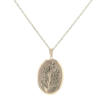 9ct Yellow Gold Patterned Locket Pendant And Chain 16"
