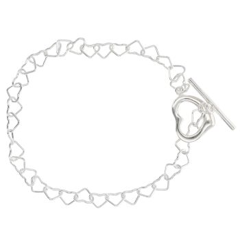Silver Heart T-Bar Bracelet 8" By Icesia