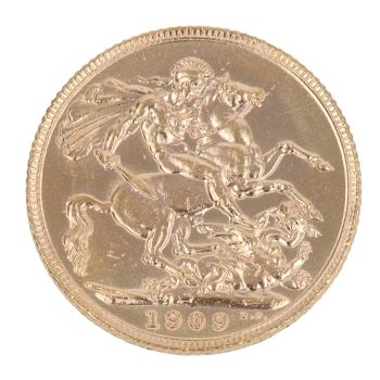 1909 Edward VII Large Head UK Full Sovereign Coin