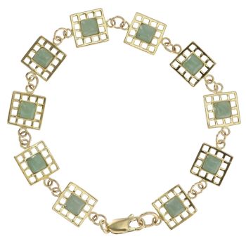 9ct Yellow Gold Jade Fancy Bracelet 7.5"