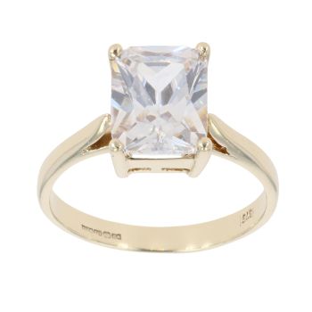9ct Yellow Gold Cubic Zirconia Single Stone Ring