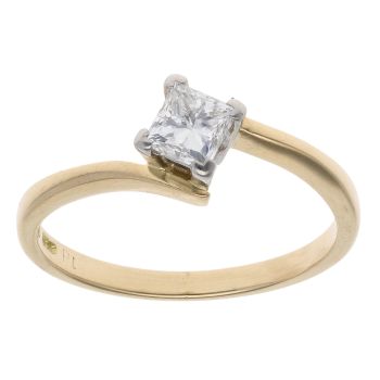 18ct Yellow Gold 0.45ct Princess Cut Diamond Solitaire Twist Ring