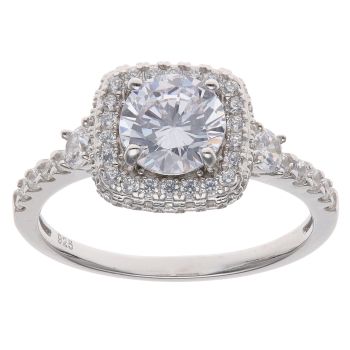 Silver Cubic Zirconia Cluster Ring By Icesia