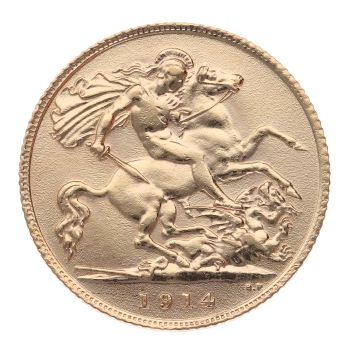 1914 George V Large Head UK Half Sovereign Coin