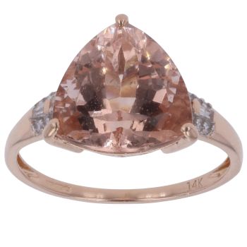 14ct Rose Gold 0.15ct Brilliant Cut Diamond and Morganite Fancy Ring
