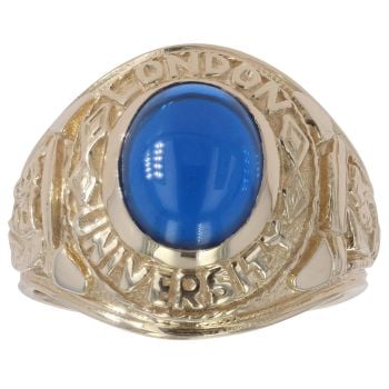 9ct Yellow Gold Blue Cabochon College Ring