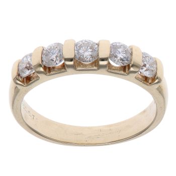 9ct Yellow Gold 0.75ct Brilliant Cut Diamond Five Stone Eternity Ring