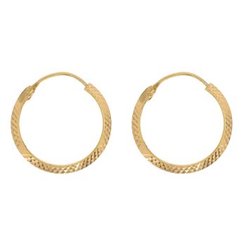 22ct Yellow Gold Diamond Cut V Hoop Earrings