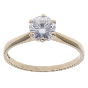 9ct Yellow Gold Moissanite Solitaire Ring