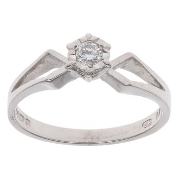 9ct White Gold 0.10ct Brilliant Cut Diamond Solitaire Ring