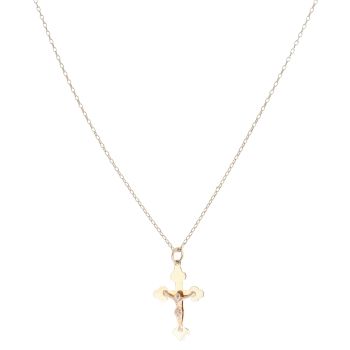 9ct Yellow Gold Crucifix Pendant and Chain 18"