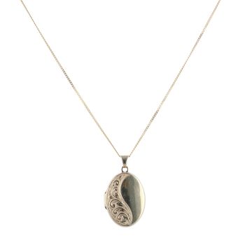 9ct Yellow Gold Locket Pendant and Chain 16"