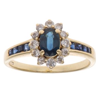 18ct Yellow Gold 0.25ct Diamond and Sapphire Cluster Ring